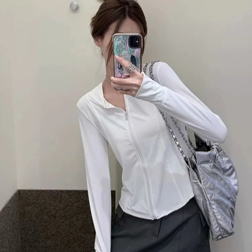 NEW Summer Women's Stand Collar Yoga Sun Protection Jacket, Anti-UV Slim Lightweight Sun Shirt for Outdoor Sports & Daily Wear