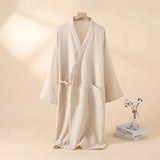 Kimono Robes for Men's and Women's Sleepwear Cotton Yarn Bathrobe Tied Cardigan Thin Home Clothes Couple's Robes