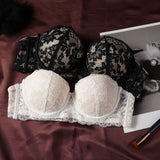 Sexy Ultra-thin Lace Bras Women's Push Up Summer Breathable Bra Hollow Out Gathered Underwear French Elegant Bow Underwire