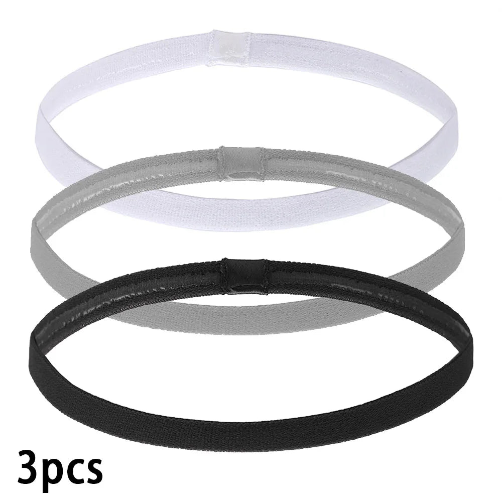 3pcs Elastic Absorbent Sweat Bands Solid Thicken Non-Slip Sports Outdoor Headbands Hair Accessories Running Exercise