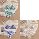 1/3/8Pcs Seamless Bra Set Low Waist Panties Leopard Bralette Sexy Lingerie Set Vneck Sport Brassiere Female Cotton Underwear Set