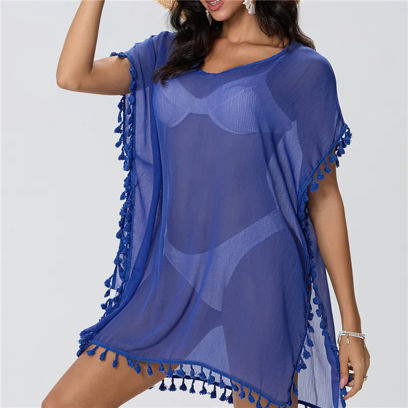 Women Beach Cover Up Lace Hollow Crochet Swimsuit Beach Dress Women 2025 Summer Cover-Ups Bathing Suit Ladies Beach Wear Tunic