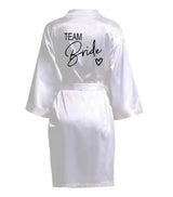 Wedding Party Team Bride Robe With Black Letters Kimono Satin Pajamas Bridesmaid Bathrobe SP003