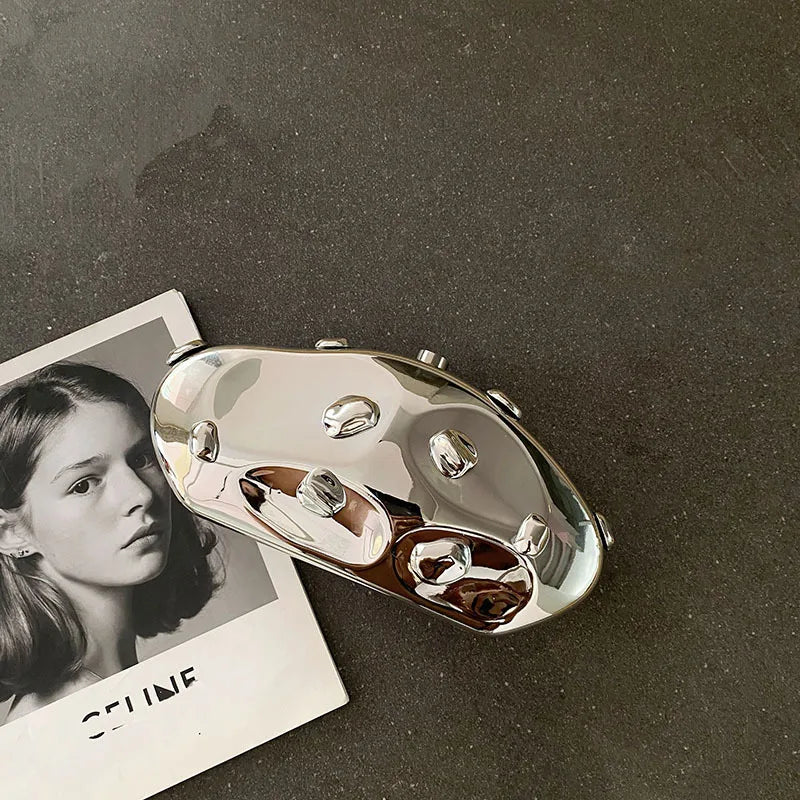 Acrylic Shell Shape Clutch Bag Gold Silver Blue Women Evening Party Cute Metal Shiny Purse Handbag 2025 Wholesale Clutch Bags