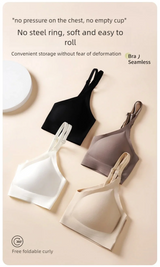 Women's bra, seamless underwear, large breasts, small breasts, gathering, thin semi-fixed cup, beautiful back bra, sexy