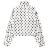 HXAO Polka Dot Bomber Jacket Women's Jackets Demi-Season Oversized Long Sleeve Top Outerwear Aviator Plus Size Zip Up Crop Coats