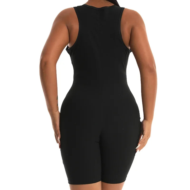 Women Hot Thermo Sauna Bodysuit One Piece Jumpsuit Shapewear Fitness Workout Sweating Bodysuit Body Shaper Thigh Trimmer Shorts