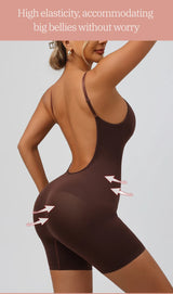 Flarixa Women's Low Back Seamless Bodysuit Tummy Control Hip Lifter Full Body Shaper Backless Shapewear Jumpsuit Slim Corset