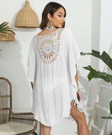 CROCHET BIKINI-Sexy Monochrome Bikini Cover Up Dress, Fashion Swimwear, Sun-resistant, Colorfast
