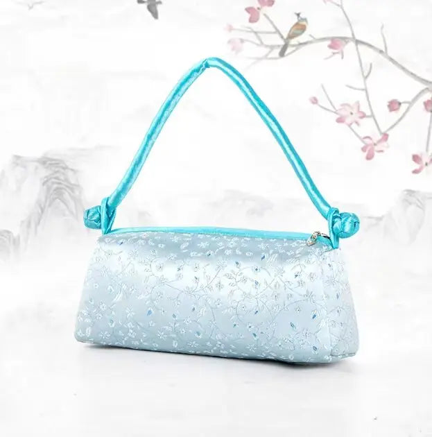Fashion Shoulder Bag Women Handbag Luxury Embroidered Silk Bag Female Purse Small Cute Cosplay Cheongsam Flower Satin Tote Bag