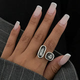 Minimalist Acrylic Rhinestone Open Ring for Women Korean Fashion Geometry Adjustable Knuckle Ring Party Jewelry Lady Gifts