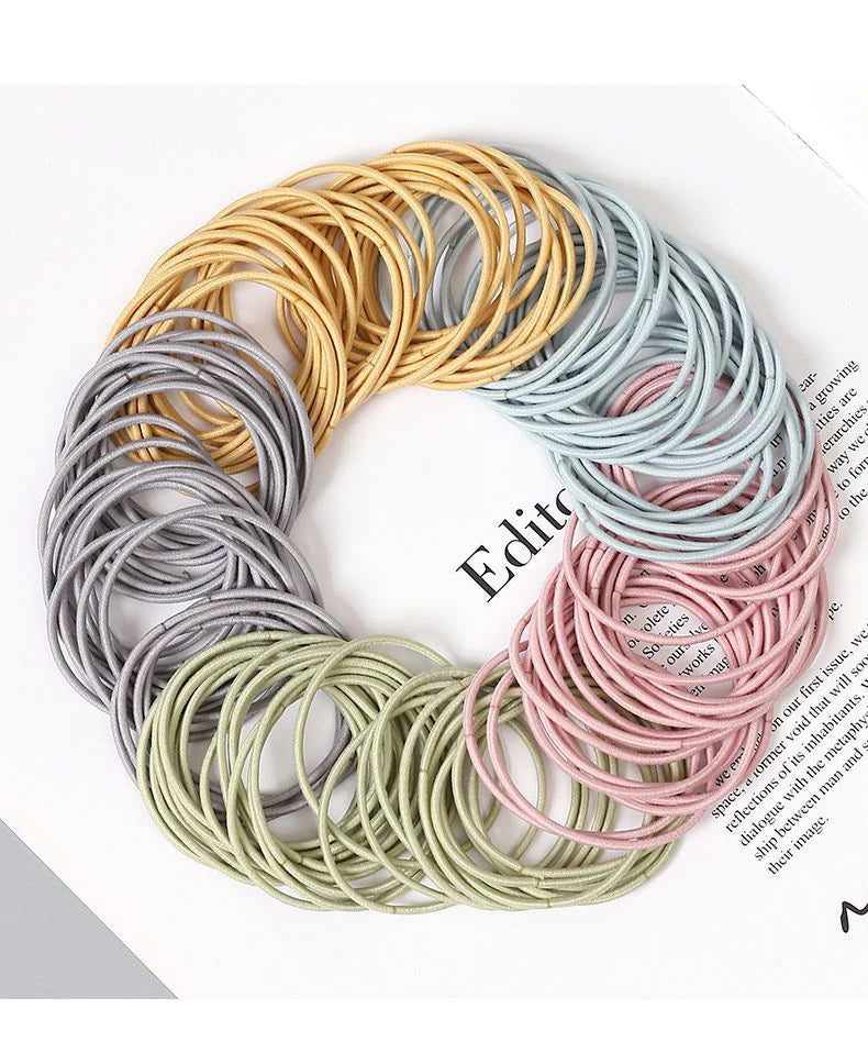 100PCS/Set Women 3.5CM Basic Nylon Elastic Hair Bands Ponytail Hair Scrunchie Rubber Bands Headband Hair Accessories Headwear