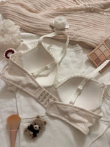 Teenage Sexy Lace Floral Bra Set Comfortable Non-steel Ring Beauty Back Small Breasts Gathered up Support Anti-Sagging Bra Set