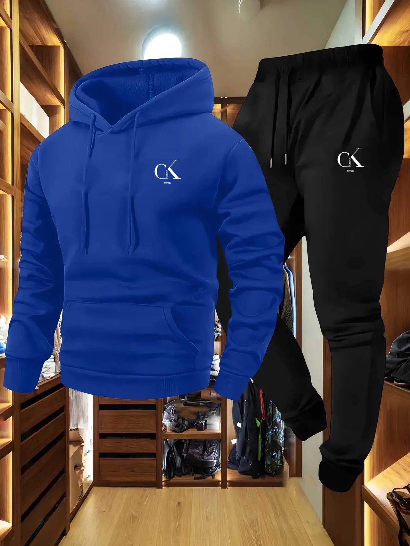 2025 Men'S Hoodie & Sweatpants Set - Casual Gray Loungewear with Pockets Drawstring Hood and Ribbed Waistband -Season Comfort