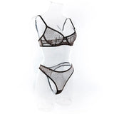 Toucheart 2-Piece Sexy Leopard Print Lingerie Set Bra Women Hollow Sexy Lingerie Thin Mesh Patchwork Print See-Through Sexy Set
