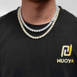 HHIOK Clustered Diamond Tennis Chain Miami Tennis Link Bracelet for Women 7MM Iced Out CZ Cuban Necklace Hip Hop Jewelry Gifts