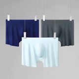 Men's underwear, men's 3D punched ice silk four-cornered pants, seamless thin, flat-cornered pants, extended sport, summer