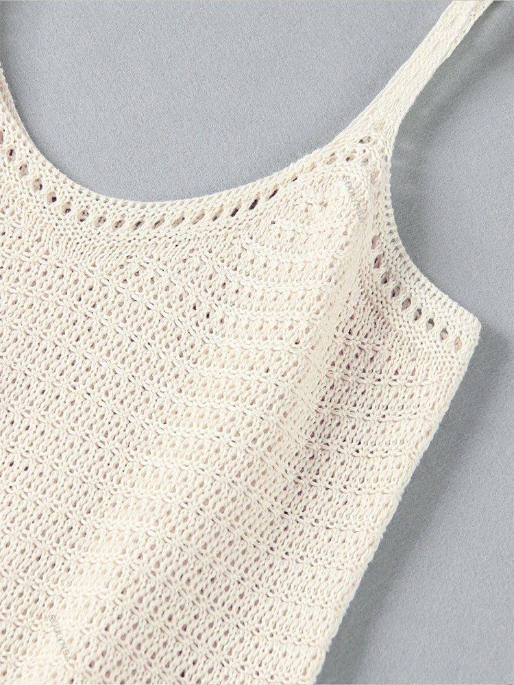 Sexy Crochet Halter V Neck Chic Ruffle Knit Beach Mini Dress 2026 Women Comfy Swimsuit Cover Up Seaside Holiday Club Dresses K58