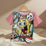 cute cartoon Spongebobs Baby Clothing Outdoor Clothes Boy Girl Child Men's women's Tshirts Children adult Parent child T shirts