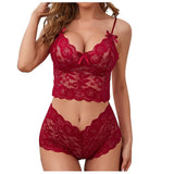 Women's Lingerie Set Sexy Lace Underwear See Through Bikini Erotic Bra for Ladies Low-waisted Thong Solid Color Erotic Lingerie