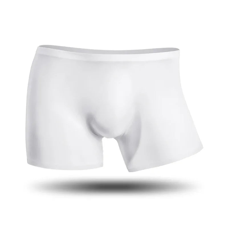 Men's 3D ice silk inner pants with seamless and ultra-thin design for the crotch, flat-leg style, breathable summer shorts