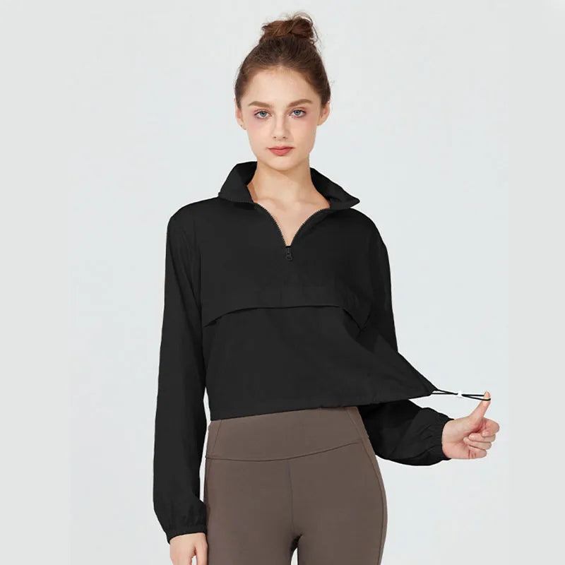 1PC Women's Long-Sleeve Fitted Athletic Jacket for Spring & Fall - Ideal for Running, Gym Workouts & Yoga