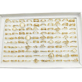 30pc/Lot Gold Color Finger Rings For Girls New Love Snake Animal Butterfly Cutout Star Pearl Thin Joint Ring Party Jewelry Women