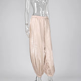 Linad Elegant Pink Crepe Loose Bloomers For Woman Street Chic Pleated Trousers Female Autumn Vintage High Waist Long Pants 2025