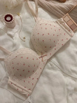 Teenage Sexy Lace Floral Bra Set Comfortable Non-steel Ring Beauty Back Small Breasts Gathered up Support Anti-Sagging Bra Set
