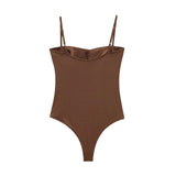 Zevity 2025 Women Sexy Spaghetti Strap Inner Style Beach Wear Bodysuits Ladies Soft Slim Swimsuit Playsuits Mujer Rompers LS9043