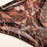 Toucheart 2-Piece Sexy Leopard Print Lingerie Set Bra Women Hollow Sexy Lingerie Thin Mesh Patchwork Print See-Through Sexy Set