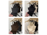 Solid Color Basic Ribbed Knitted Tank Top Women Summer Vintage Sleeveless Camis 90s Cool Girls Streetwear Soft Tees