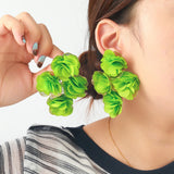 Chiffon flower multi-layer earrings, summer beach vacation style exaggerated earrings design, light luxury, niche