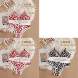 1/3/8Pcs Seamless Bra Set Low Waist Panties Leopard Bralette Sexy Lingerie Set Vneck Sport Brassiere Female Cotton Underwear Set