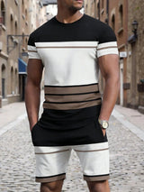 2026 Summer New Arrival Men's Letter Print Short-Sleeve T-Shirt Stylish Mens Shorts Set Vacation Beach Casual T-Shirt Summer Top