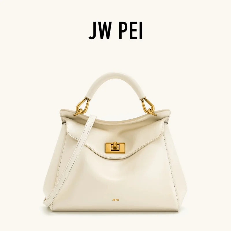 JW PEI Lucia Top-Handle Bag Luxury Designer Crossbody Shoulder Bag for Women Elegant Turn Lock Vegan Leather Messenger Purse