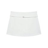 Women's Solid Color Skort with Belt Side Zipper Casual Shorts Skirts Fashionable And Stylish Women's Clothing