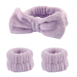 Women's Soft Coral Fleece Headband Wide Bow Hair Band Wristband for Skincare Face Washing Hair Accessories