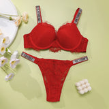 New Victoria's Secret Women's Sexy Bra and Panty Set Comfortable Push Up Shapewear Adjustable Padded Gathered Lace Lingerie Set