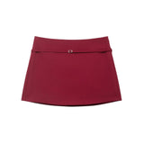 Women's Solid Color Skort with Belt Side Zipper Casual Shorts Skirts Fashionable And Stylish Women's Clothing