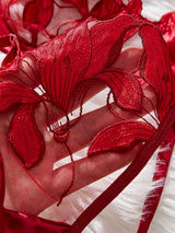 Floral Embroidery Sexy Lingerie Set Women Transparent Bralette Underwire Push Up Bra Panty 2 Piece Set