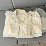 Women's sleepwear, summer short sleeved shorts, breathable and comfortable set, lapel cardigan, home clothes can be worn outside