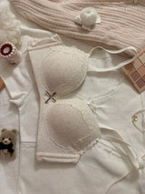 Teenage Sexy Lace Floral Bra Set Comfortable Non-steel Ring Beauty Back Small Breasts Gathered up Support Anti-Sagging Bra Set