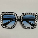 Diamond Oversized Sunglasses Big Square Frame Sunglasses UV400 Crystal Eyewear Retro Rhinestone Frames Eyeglasses