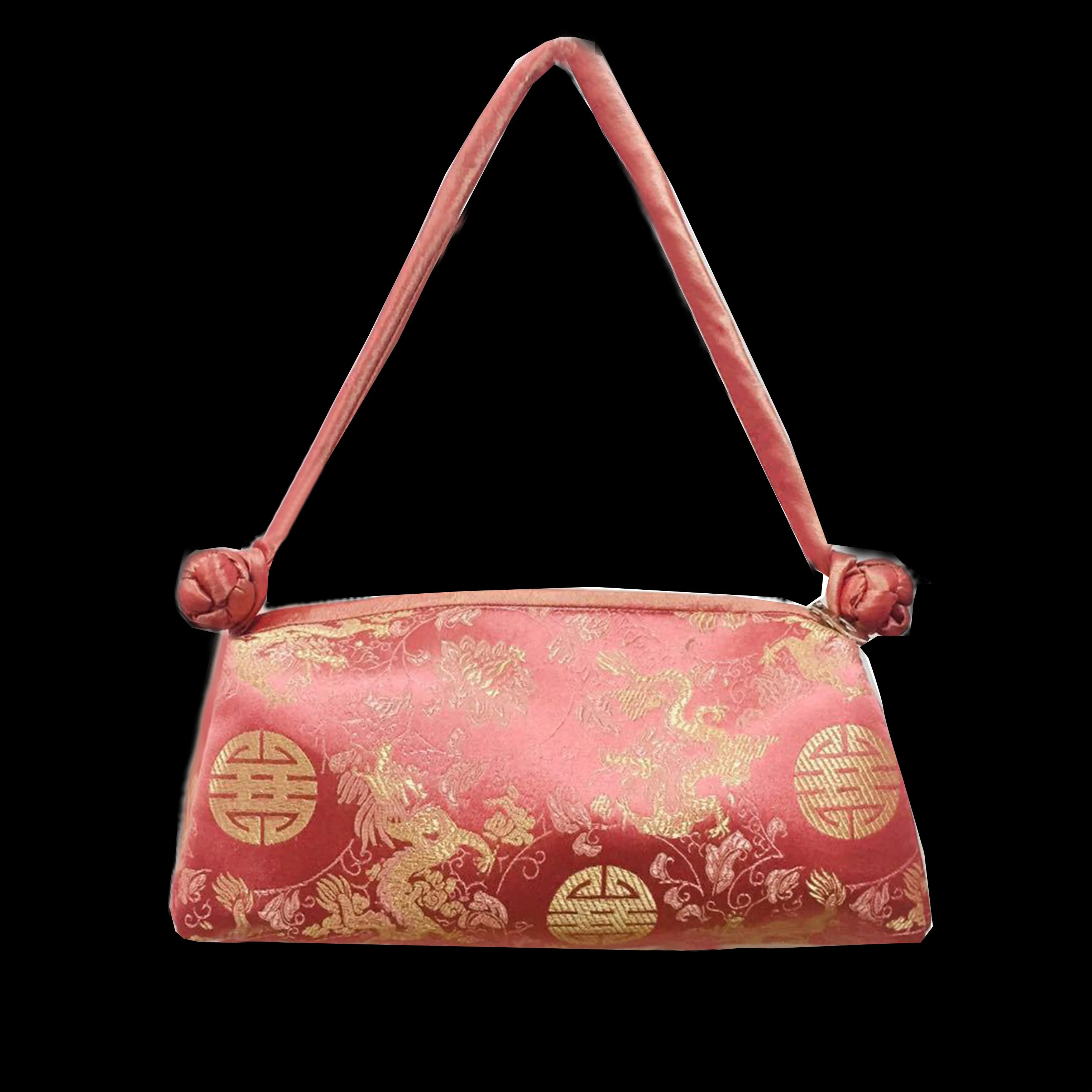 Fashion Shoulder Bag Women Handbag Luxury Embroidered Silk Bag Female Purse Small Cute Cosplay Cheongsam Flower Satin Tote Bag