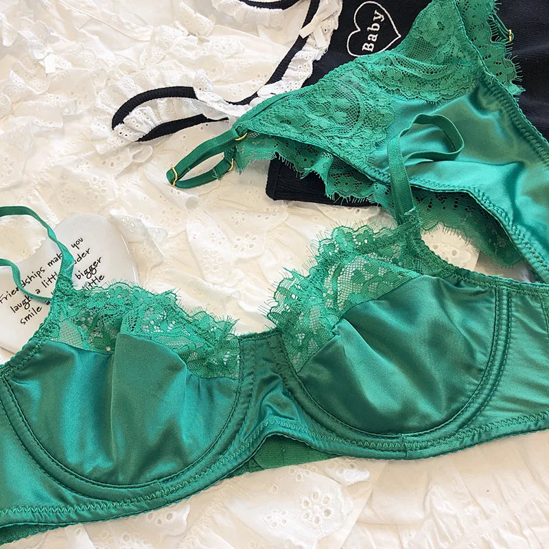 Sexy Underwear Set for Women Ultra-thin Bra Set French Lace Breathable Bralette Female Silk Comfort Bras and Thong Lingerie