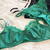 Sexy Underwear Set for Women Ultra-thin Bra Set French Lace Breathable Bralette Female Silk Comfort Bras and Thong Lingerie