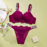 New Victoria's Secret Women's Sexy Bra and Panty Set Comfortable Push Up Shapewear Adjustable Padded Gathered Lace Lingerie Set