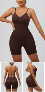 Flarixa Women's Low Back Seamless Bodysuit Tummy Control Hip Lifter Full Body Shaper Backless Shapewear Jumpsuit Slim Corset