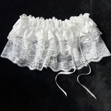 2026 Korean Ins Unique Lace Layered Gauze Skirts Lace Trim A-Line Short Cloth Mini Waist Skirts Harajuku Girl's White Skirts Y2K